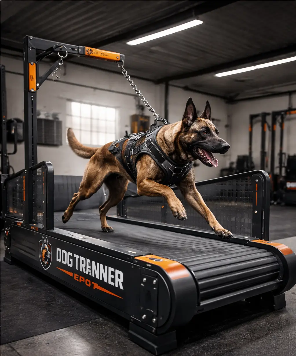 Professional Belgian Malinois running on Dog Trainer Depot slatmill - heavy duty dog exercise equipment